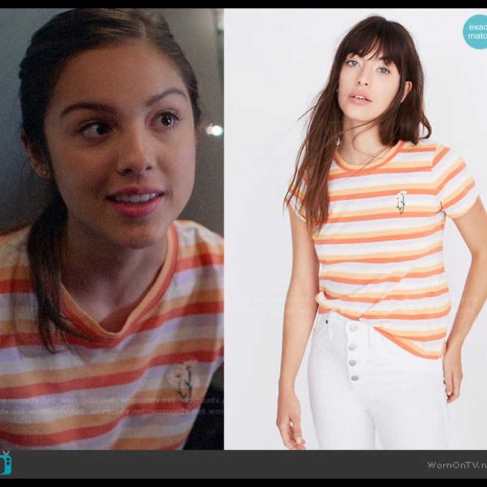 WORN ONCE Madewell daisy embroidered tee